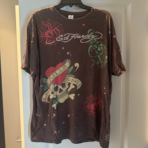 Ed Hardy Other - Vintage Ed Hardy Brown Graphic T-Shirt